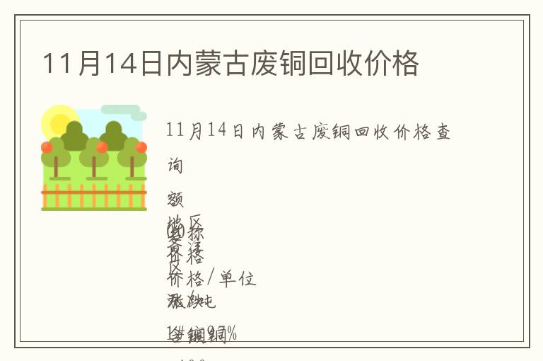 11月14日内蒙古废铜回收价格
