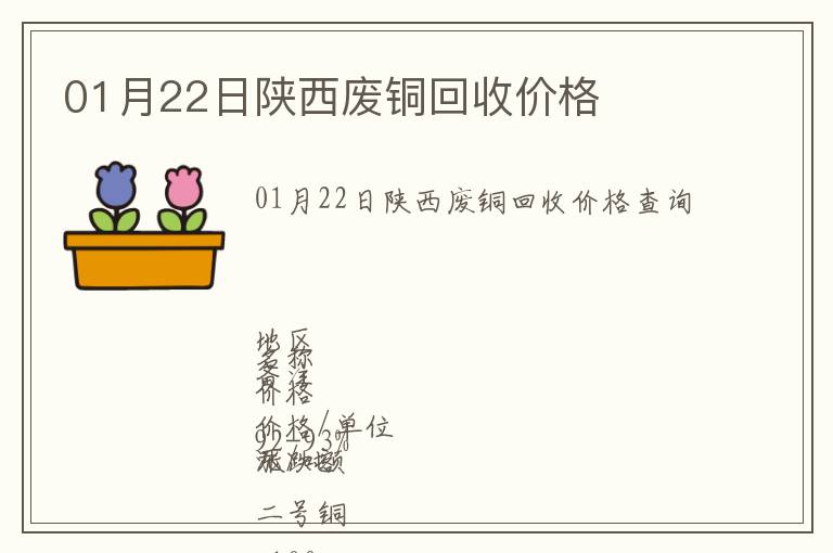 01月22日陕西废铜回收价格