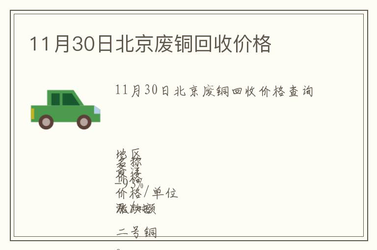 11月30日北京废铜回收价格