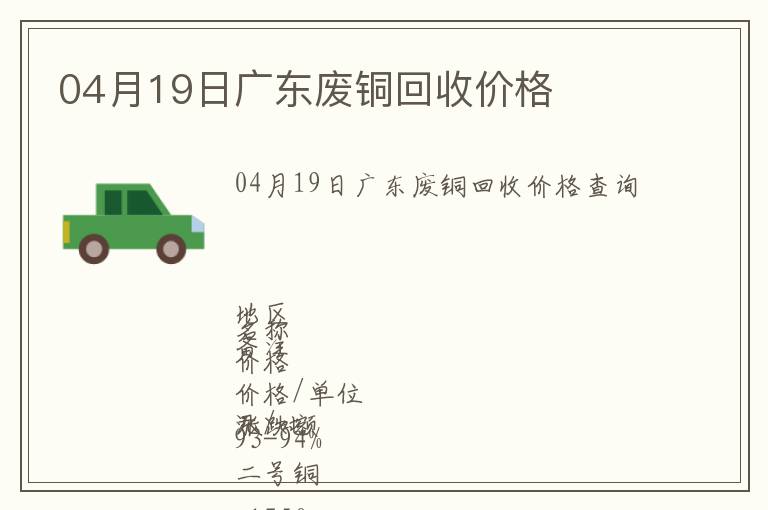 04月19日广东废铜回收价格