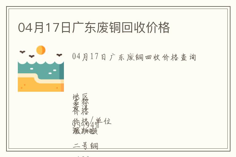 04月17日广东废铜回收价格