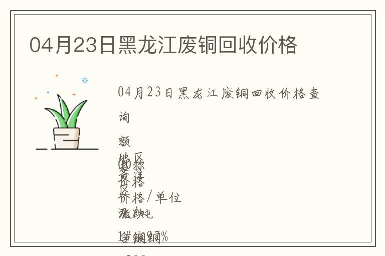 04月23日黑龙江废铜回收价格