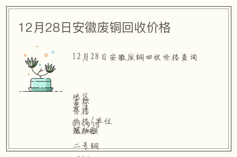 12月28日安徽废铜回收价格