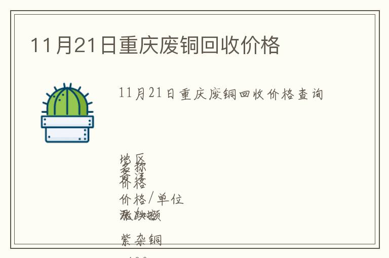 11月21日重庆废铜回收价格
