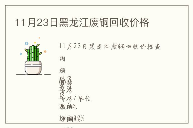 11月23日黑龙江废铜回收价格