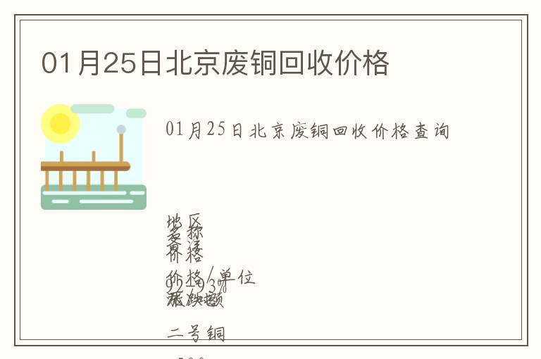 01月25日北京废铜回收价格