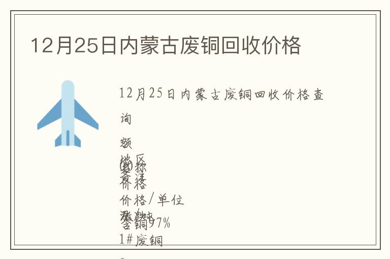 12月25日内蒙古废铜回收价格