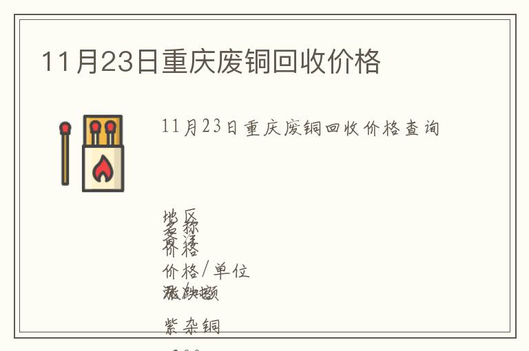 11月23日重庆废铜回收价格