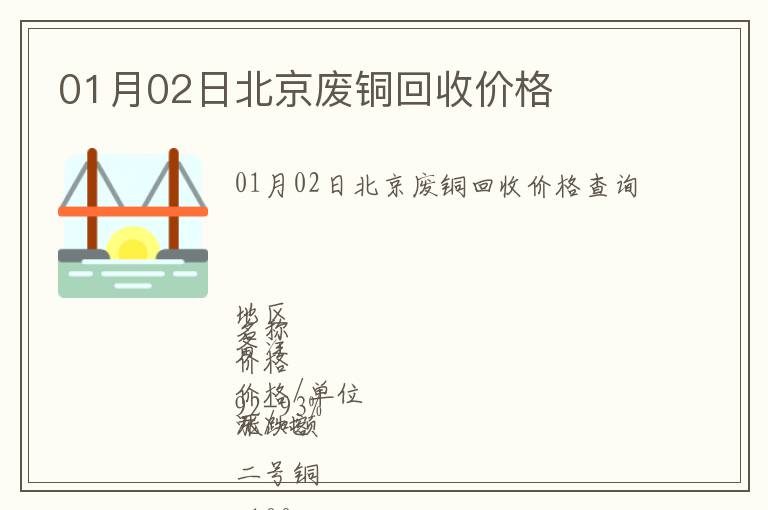 01月02日北京废铜回收价格