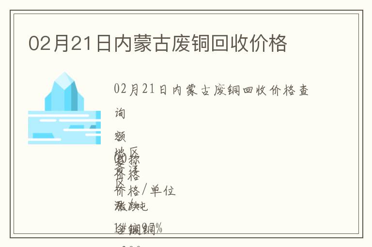 02月21日内蒙古废铜回收价格