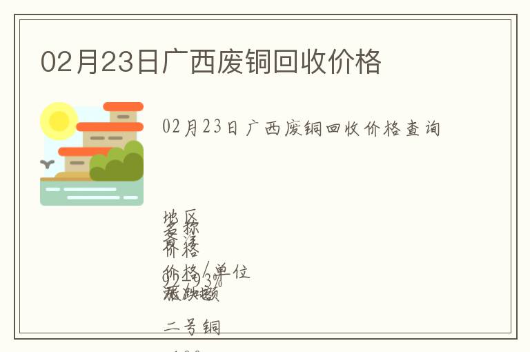 02月23日广西废铜回收价格