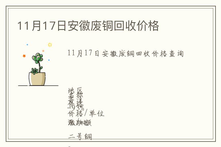 11月17日安徽废铜回收价格