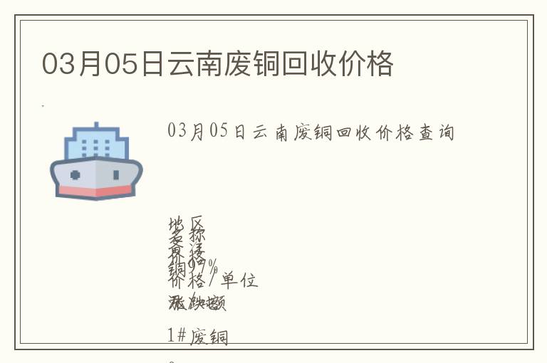 03月05日云南废铜回收价格