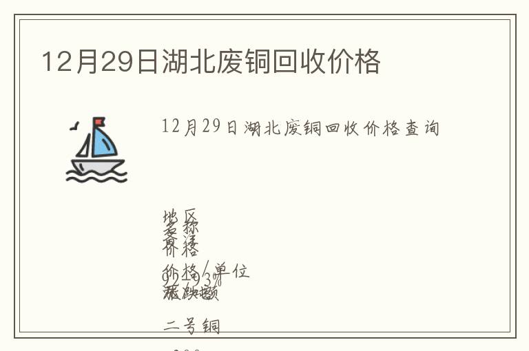 12月29日湖北废铜回收价格