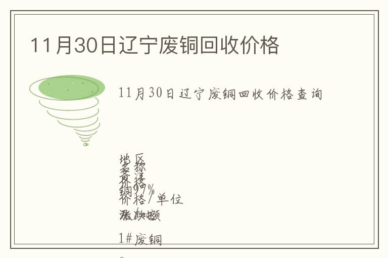 11月30日辽宁废铜回收价格