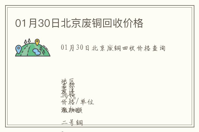 01月30日北京废铜回收价格