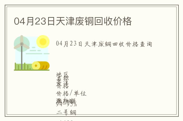 04月23日天津废铜回收价格