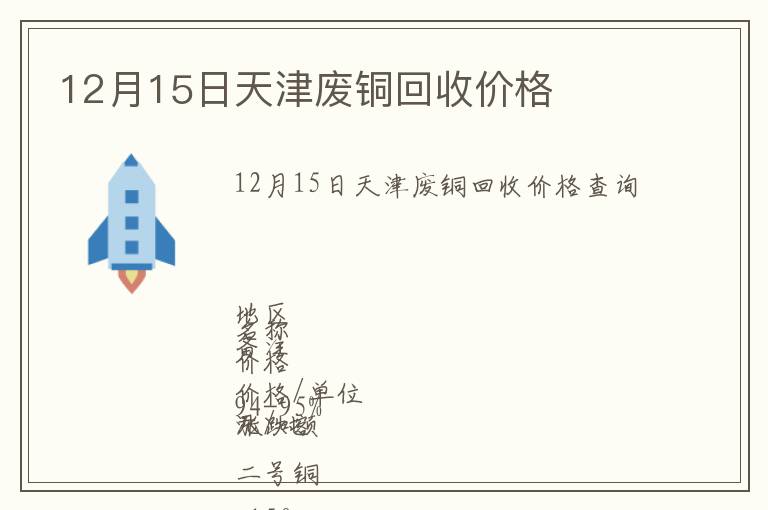 12月15日天津废铜回收价格
