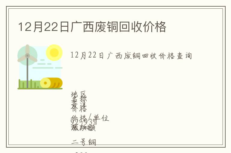 12月22日广西废铜回收价格