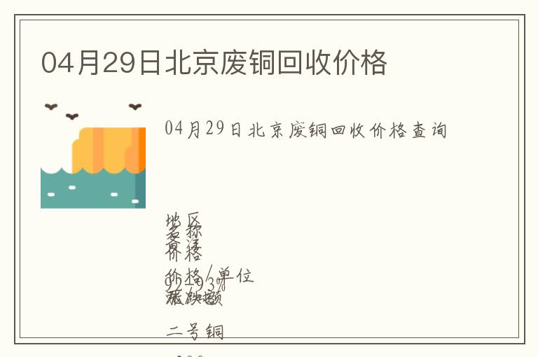 04月29日北京废铜回收价格