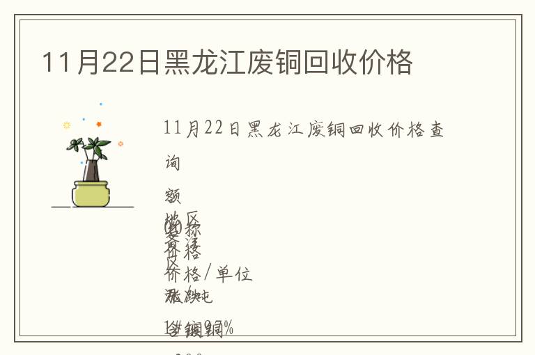 11月22日黑龙江废铜回收价格