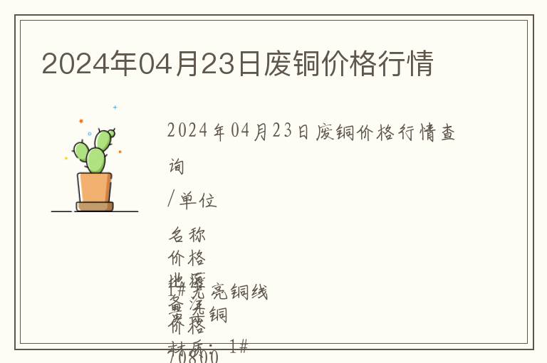 2024年04月23日废铜价格行情