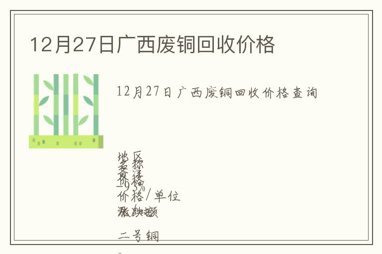 12月27日广西废铜回收价格