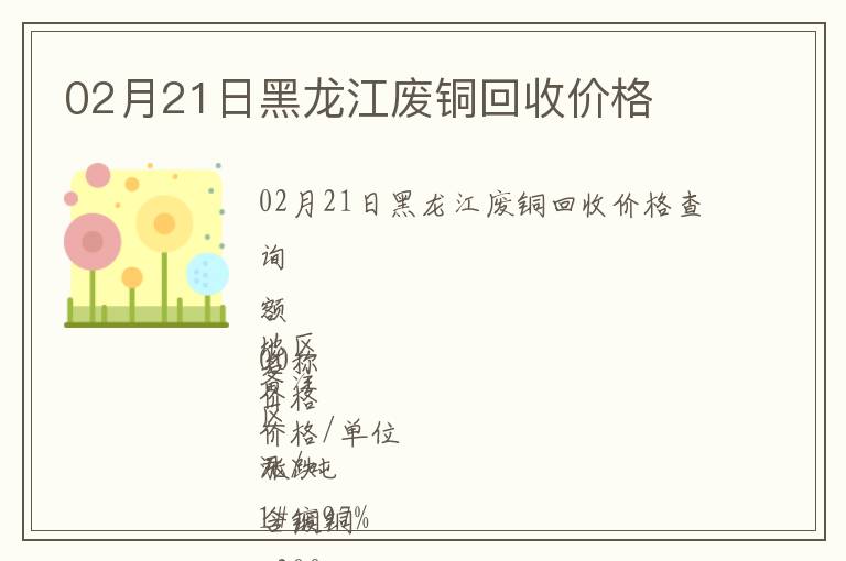 02月21日黑龙江废铜回收价格