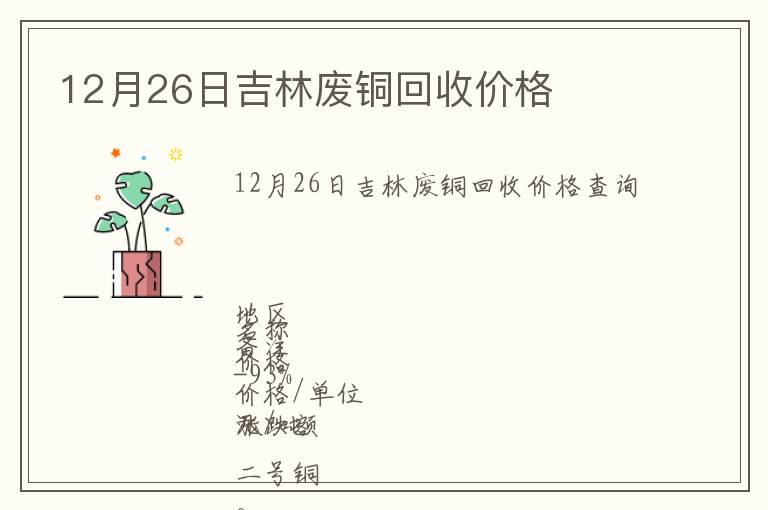 12月26日吉林废铜回收价格