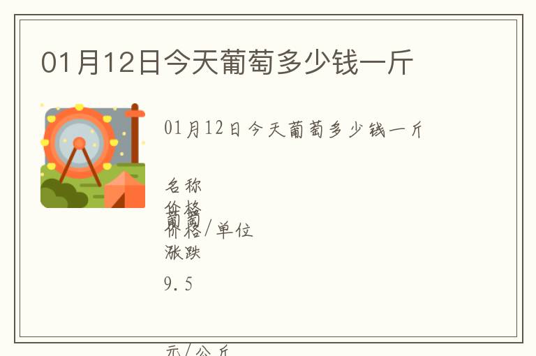 01月12日今天葡萄多少钱一斤