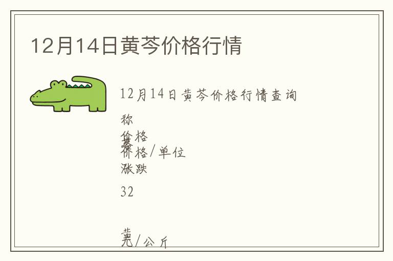 12月14日黄芩价格行情