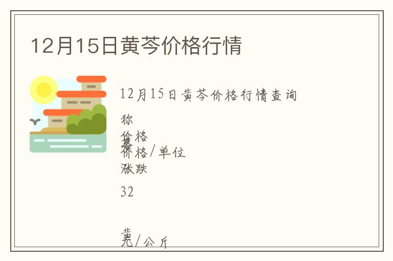 12月15日黄芩价格行情