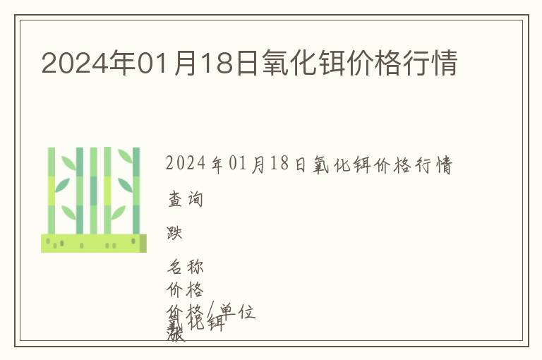 2024年01月18日氧化铒价格行情