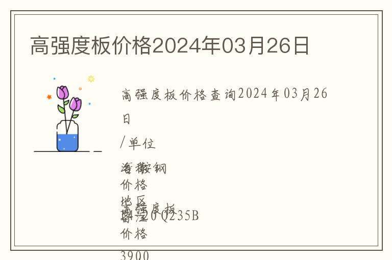 高强度板价格2024年03月26日