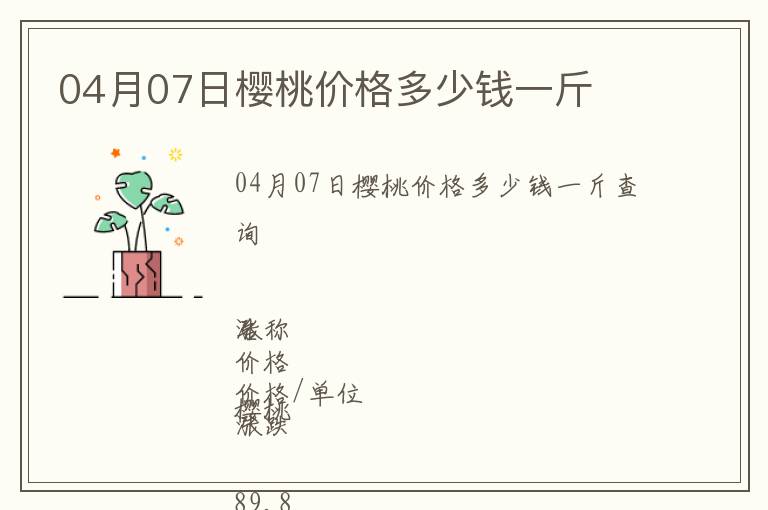 04月07日樱桃价格多少钱一斤