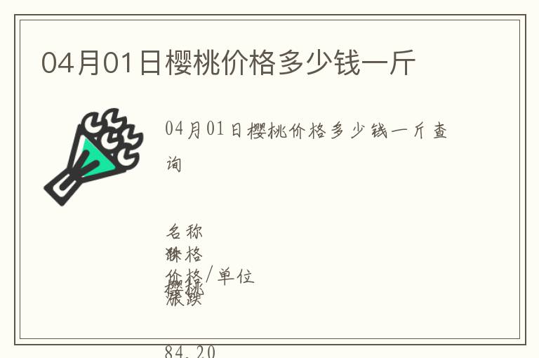 04月01日樱桃价格多少钱一斤