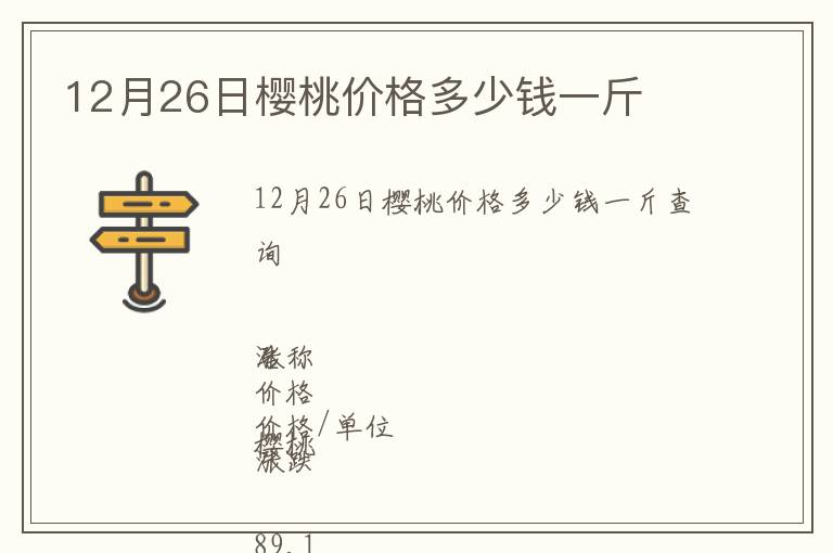 12月26日樱桃价格多少钱一斤