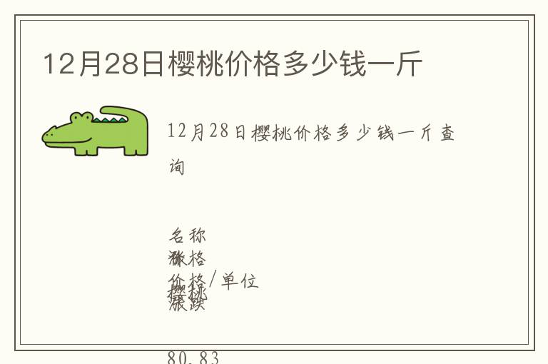 12月28日樱桃价格多少钱一斤