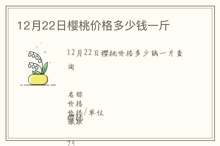 12月22日樱桃价格多少钱一斤