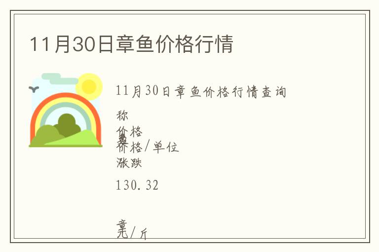 11月30日章鱼价格行情