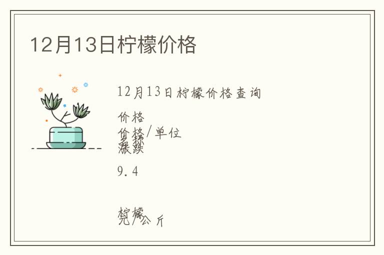 12月13日柠檬价格