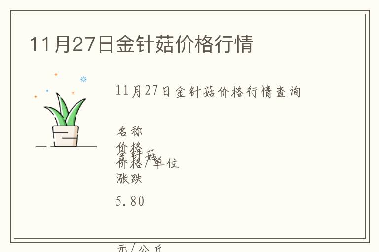 11月27日金针菇价格行情