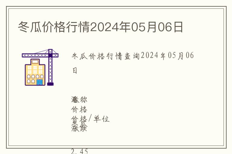 冬瓜价格行情2024年05月06日