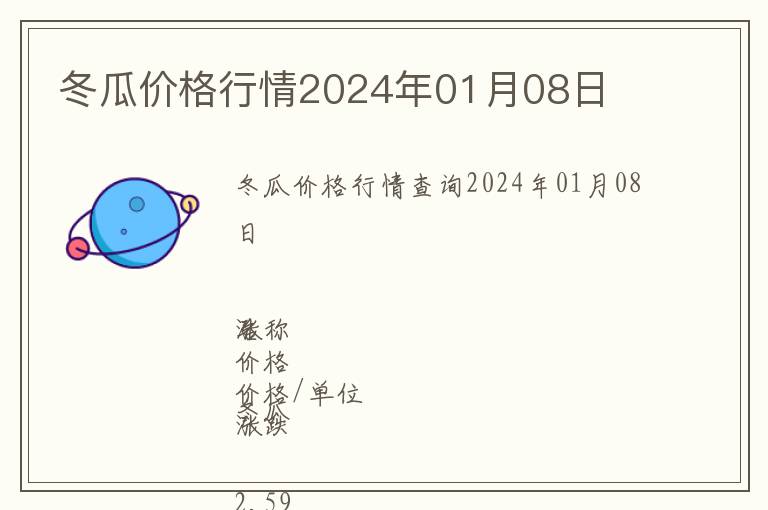 冬瓜价格行情2024年01月08日