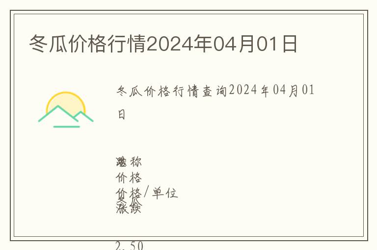 冬瓜价格行情2024年04月01日