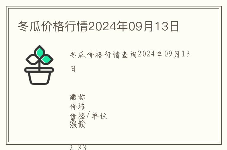 冬瓜价格行情2024年09月13日