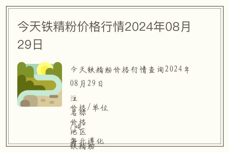 今天铁精粉价格行情2024年08月29日