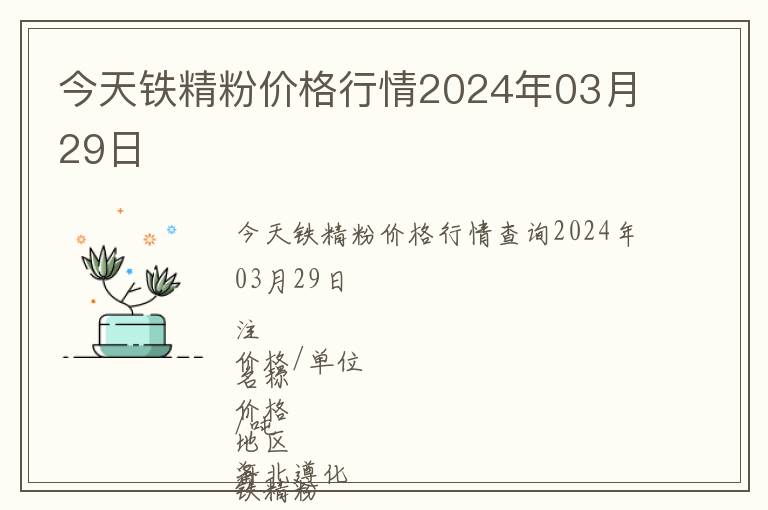 今天铁精粉价格行情2024年03月29日