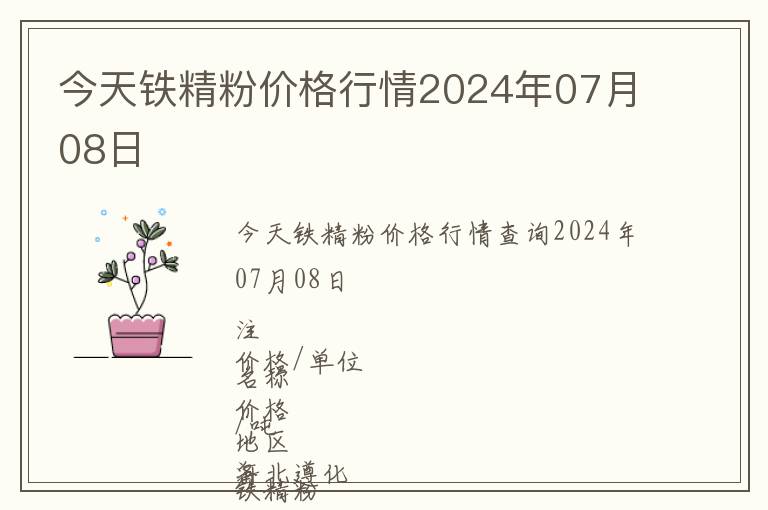 今天铁精粉价格行情2024年07月08日