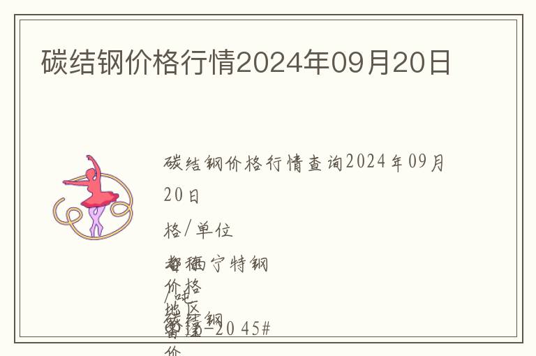 碳结钢价格行情2024年09月20日